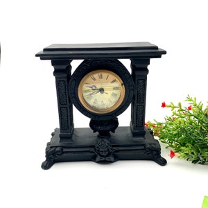 Vintage Howard Miller Clock Base: Black Wood Mantle Clock with Cherub Detail