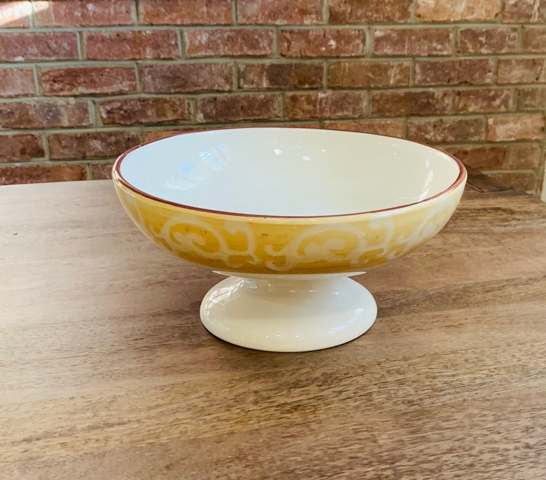 Vintage World Market Pedestal Bowl Made in Italy Ceramic Etsy