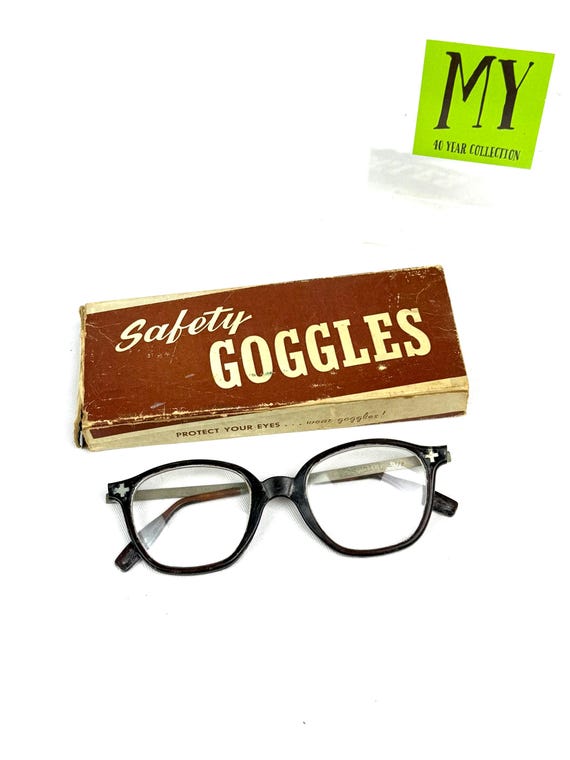 Vintage Safety Goggles Glasses Kendal Industrial Eyewear With Original Box
