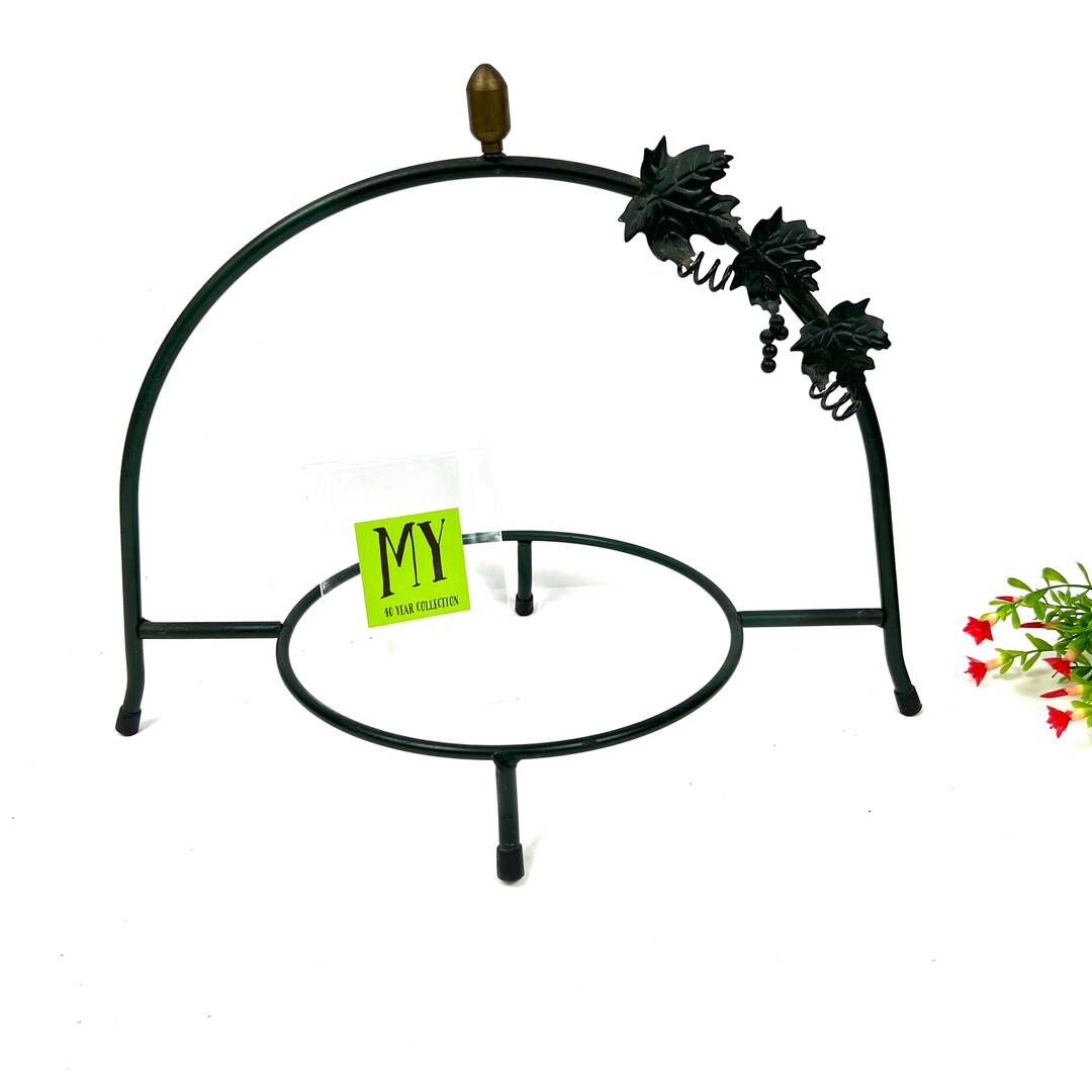 Vintage Wrought Iron Single Tier Plate Rack Cake Stand Serving Etsy