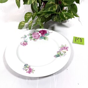 Vintage Regina China Dinner Plate Pink Rose Floral Porcelain Replacement Plate Cottage Tableware image 2