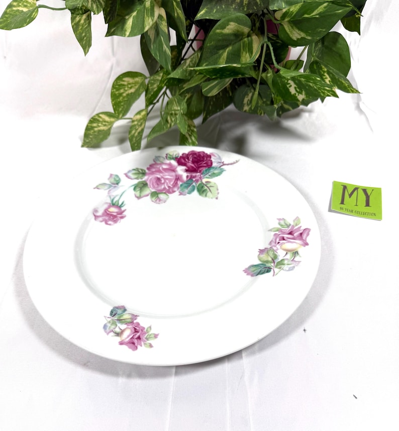 Vintage Regina China Dinner Plate Pink Rose Floral Porcelain Replacement Plate Cottage Tableware image 2