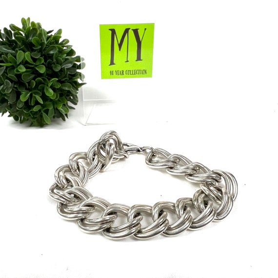 Vintage Chunky Silver Chain Link Bracelet: Miami Cuban Curb - Etsy 