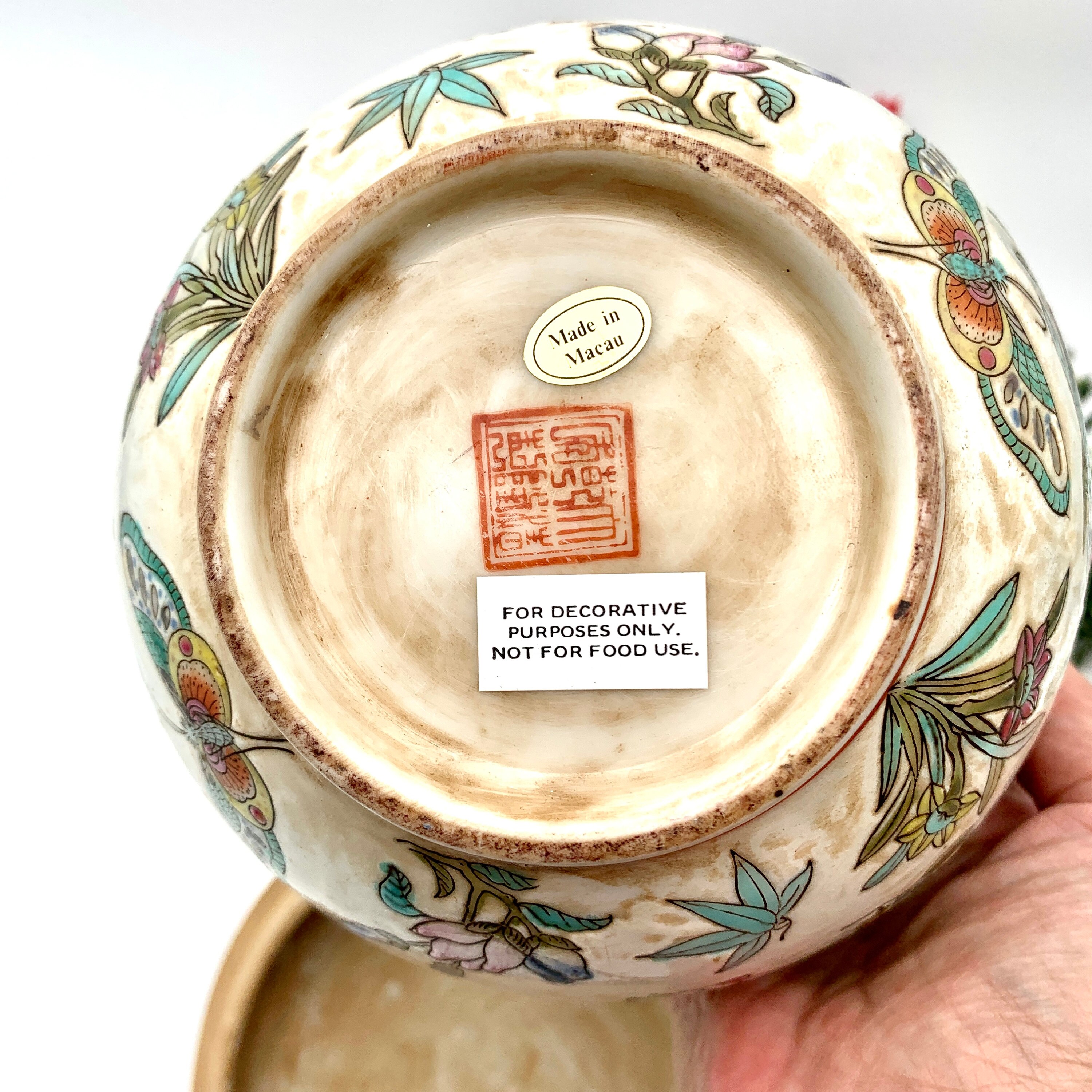 Vintage Macau Style Porcelain Bowl With Lid Decorative Bowl Etsy