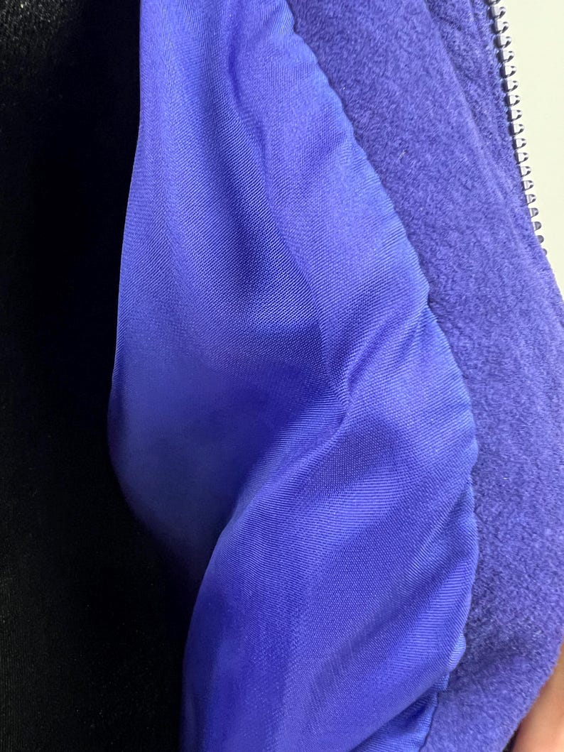 Vintage Leather Pant Suit Set: Julien K Purple Abstract Jacket, Size 8-10 image 5