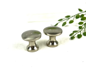 Vintage Brushed Nickel Mushroom Knobs - Set of 2