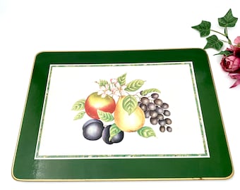 Vintage Trivet - Placemat - Fruit Painting with Gold and Green Trim - Replacement Placemat - My40YearCollection