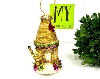 Vintage Kitsch Birdhouse Christmas Ornament: Handmade Foam Cardinal Decor