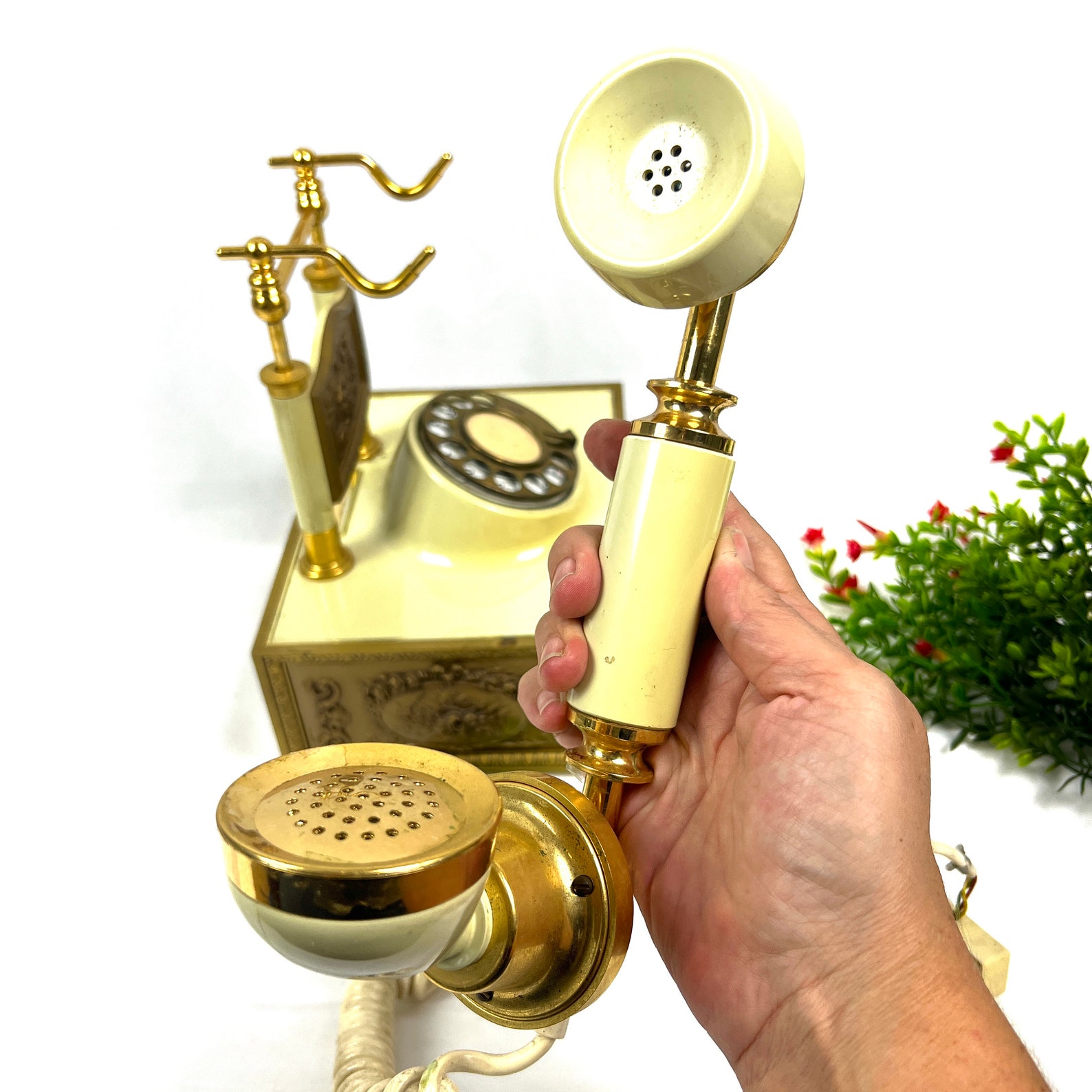 Vintage Decorative Victorian Deco Tel Rotary Telephone Cream Etsy