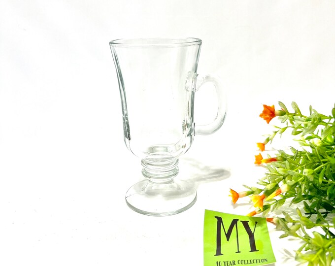 Vintage Glass Footed Irish Coffee Glass Mug Clear Glass Irish Etsy