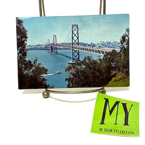 Stara pocztówka San Francisco - Oakland Bay Bridge, wydana w 1967 r. Znaczek George'a Washingtona 5 Centów My40YearCollection