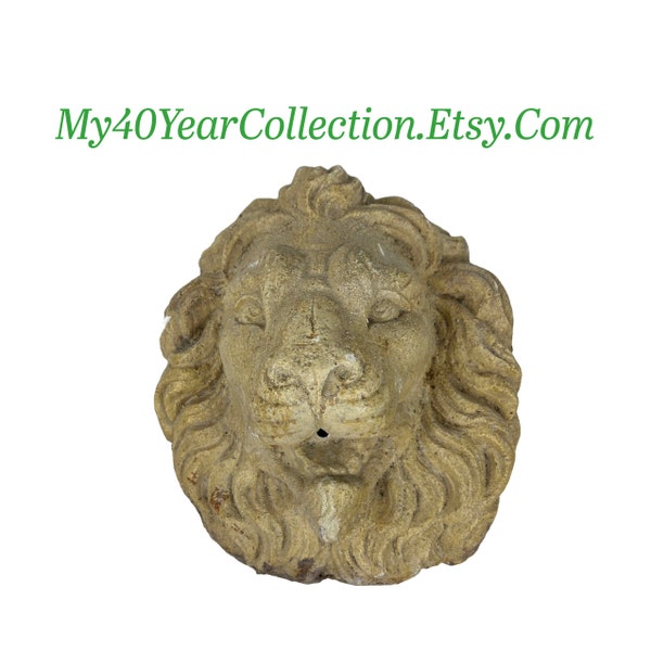 Vintage Lion Head Wall Plaque - Piped Water Spout Compo Cement  Lion Spout - Garden Statue - Lion Sculpture Garden Art - My40YearCollection