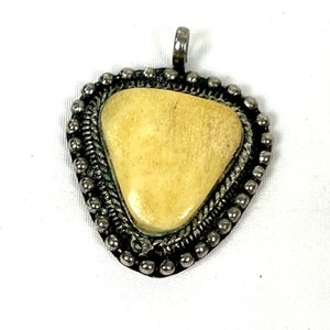 Vintage Jasper Silver Pendant - Necklace Charm -Triangular Jasper Charm - Nurturing Stone Charm My40YearCollection