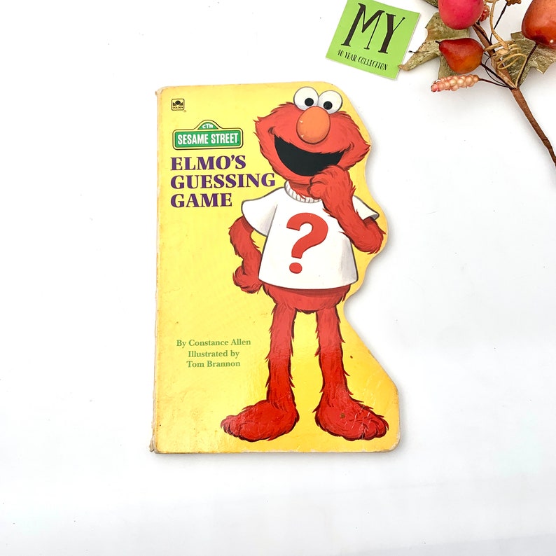 1993 Sesame Street Golden Book Elmo's Guessing Game Hardcover Series Book Children's book My40YearCollection imagem 2