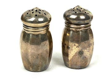 Antique Amston Sterling Silver Mini Salt and Pepper Shakers