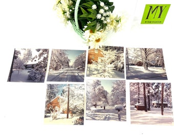 Vintage Winter Scene Photographs: Charlotte NC, Set of 7