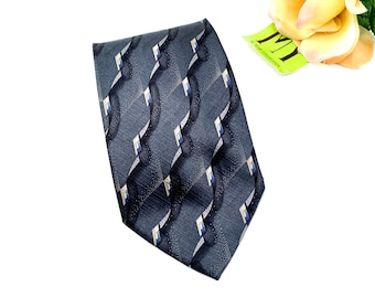 Vintage Alexander Julian Colours Silk Tie Gray Silver Black and Blue Silk Suit Tie Gift Idea My40YearCollection