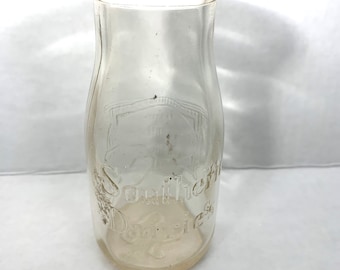Vintage 1927 Half Pint Milk Bottle, Southern Dairies Knowville, Tenn; Collectible Glass Farmhouse Decor