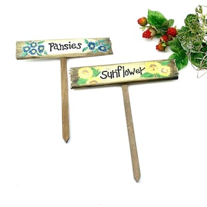 Vintage Home Interiors and Gifts Wooden Flower Garden Signs Handpainted Garden Signs Pansies Sign Sunflower Sign My40YearCollection