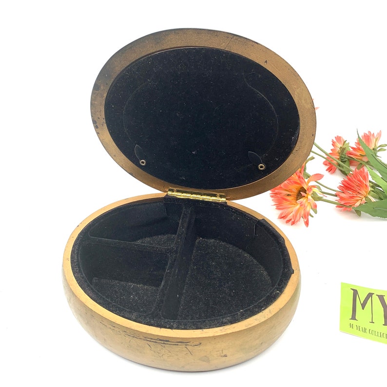Vintage Oval Photo Frame Jewelry Box Composite Wooden Trinket Etsy