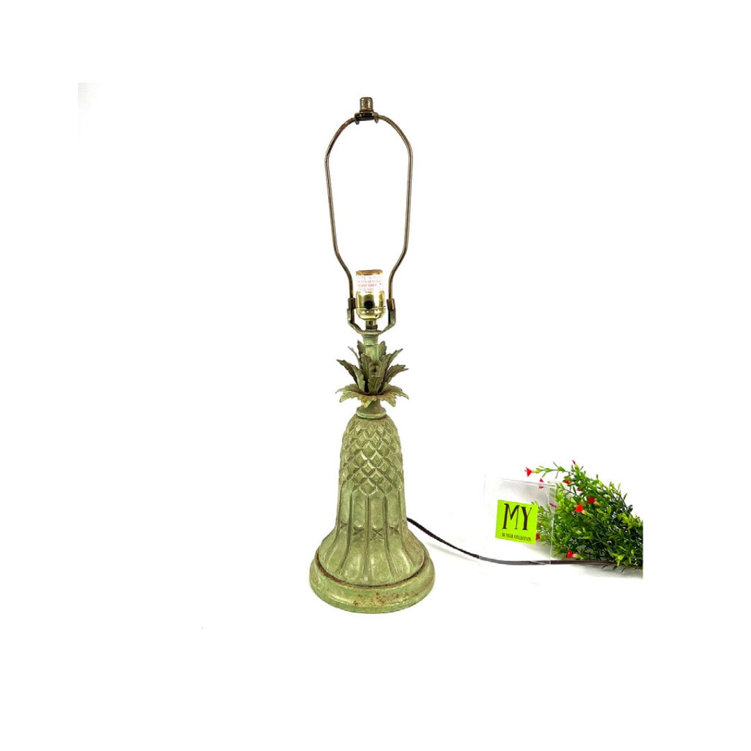 Vintage Distressed Green Metal Pineapple Lamp Rustic Retro Tropical