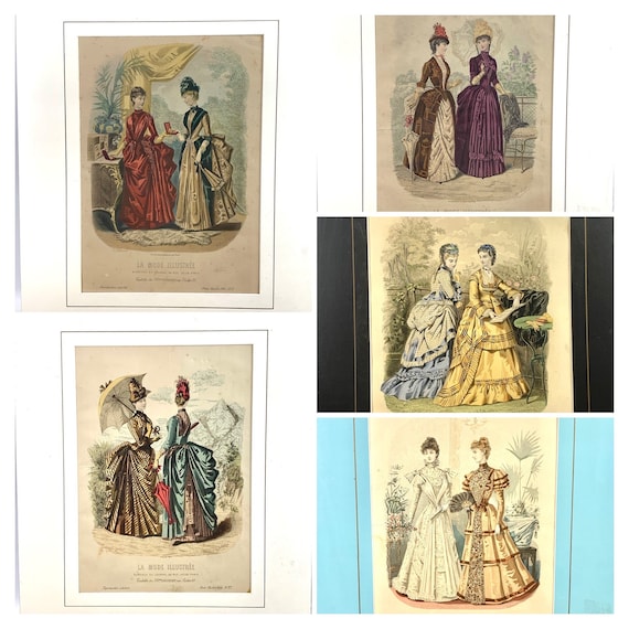 1886年『ラ・モード・イリュストレ』掲載版画：手彩色ヴィクトリア朝
