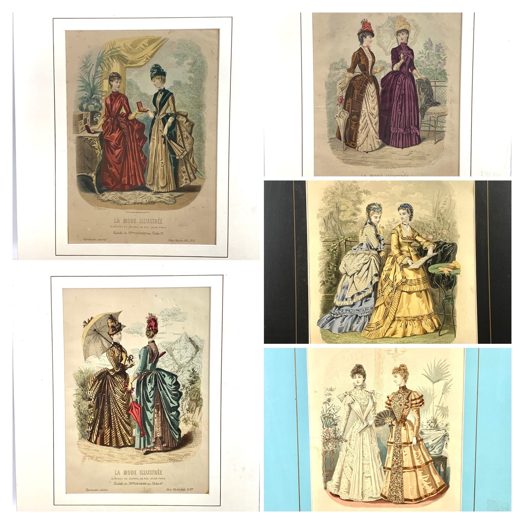 1886年『ラ・モード・イリュストレ』掲載版画：手彩色ヴィクトリア朝