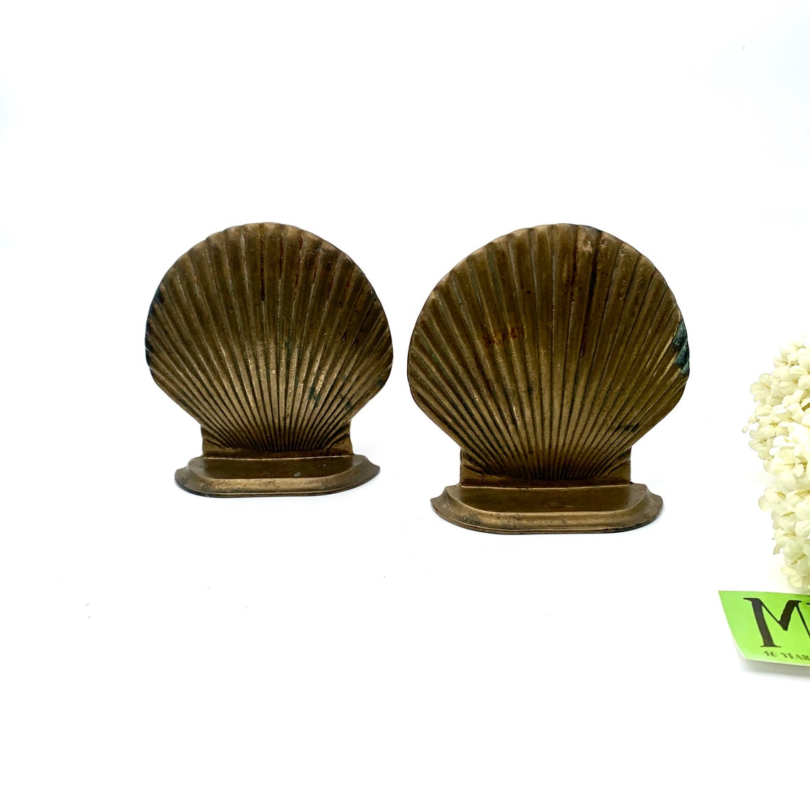 Vintage Solid Brass Clam Shell Bookends Brass Coastal Decor Etsy