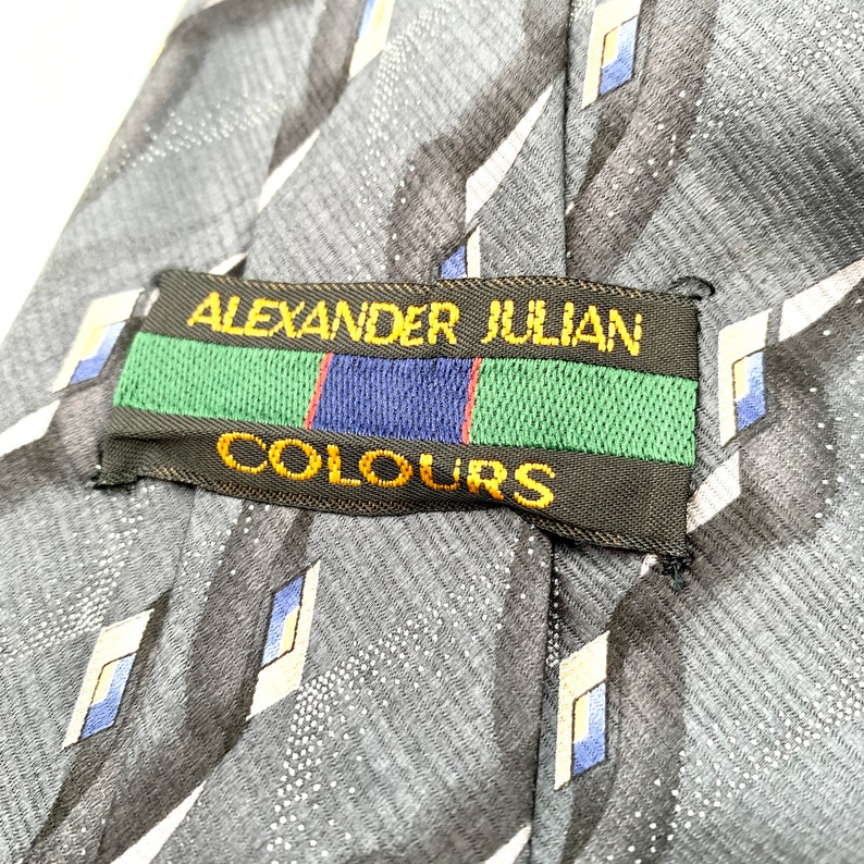 Vintage Alexander Julian Colours Silk Tie Gray Silver Black - Etsy