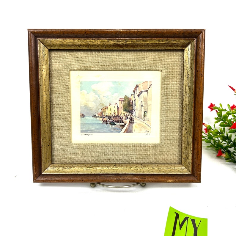 Vintage Framed Original Signed Lithograph by shops Nicolas Markovitch, Martiques, My40YearColleciton Seaside Scene My40YearCollection