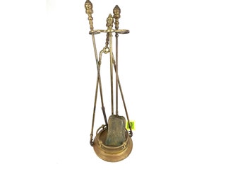 Vintage Brass Fireplace Tool Set with Base - Shovel, Poker and Tongs - My40YearCollection