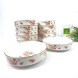 Vintage Mikasa Eastwind Bone China Coupe Soup Bowl: Rust & Gold Floral
