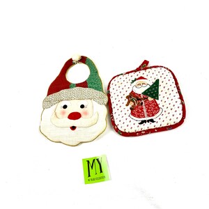 Vintage Christmas Santa Teddy Bear Tree Potholder Santa Head Potholder Door Knob Decor Christmas Decor Country Christmas My40YearCollection