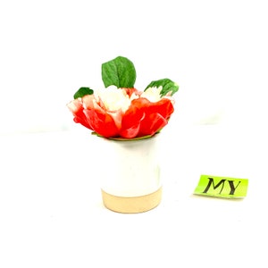 Vintage Pink Peony Arrangement: Shabby Chic Ceramic Flower Pot