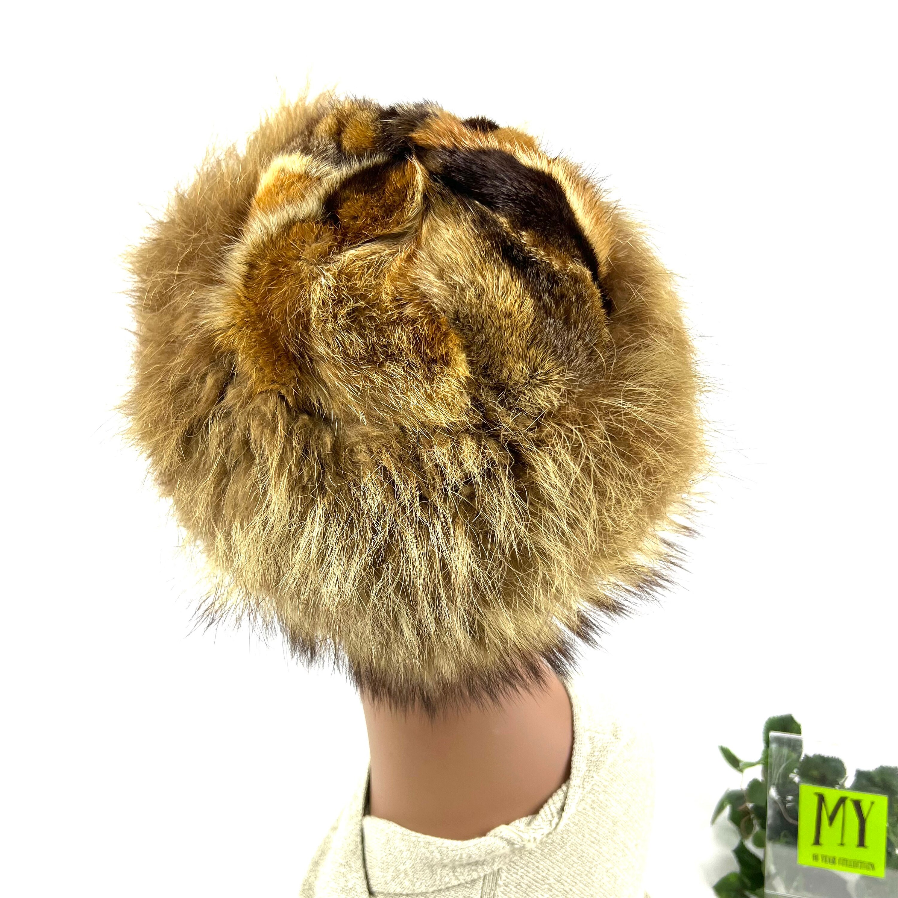 Vintage Fox Fur Hat Chestnut Brown Hand Made  Winter Cap Authentic Wild Fox Trapper Hat, Fox Fur Hat, Lined Fur Hat  main image 4