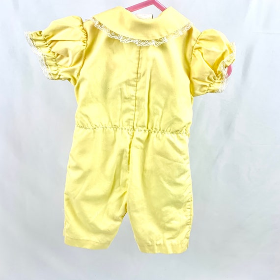 Vintage Yellow Baby Girl Embroidery Romper "Daddy… - image 9