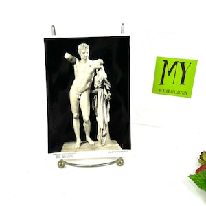 Cartolina d'epoca - Museo di Olimpia - Grecia - Statua di Hermes di Proxiteles - Cartolina fotografica in bianco e nero - Ephemera My40YearCollection