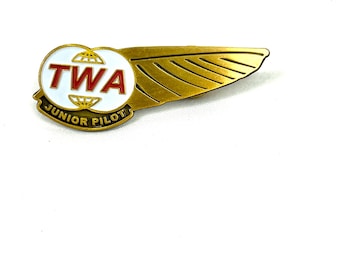 Vintage TWA Junior Pilot Wings Pin - Gold Airline Collectible