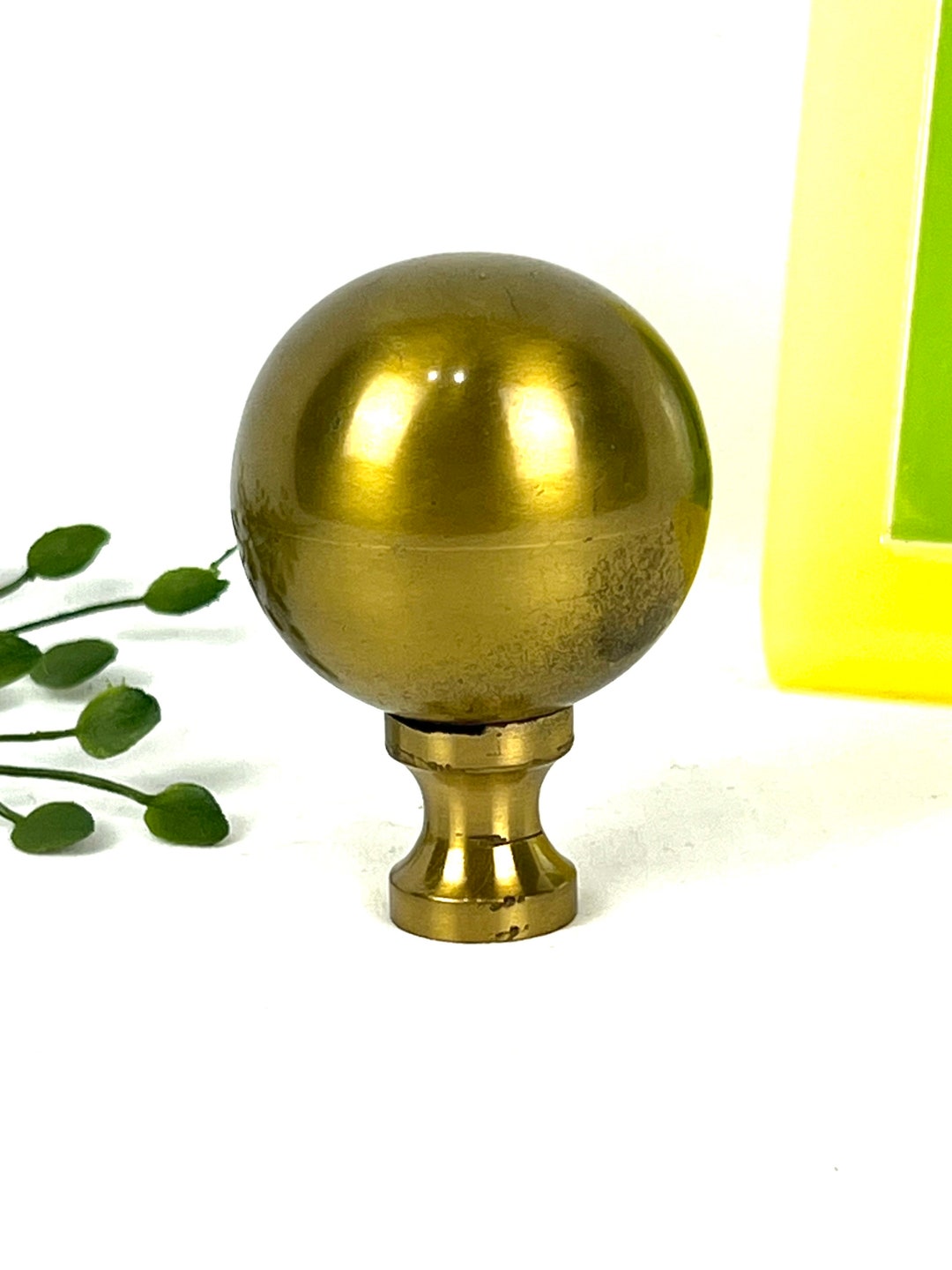 Vintage Brass Ball Lamp Finial Gold Tone Brass Ball Finial Lamp Part
