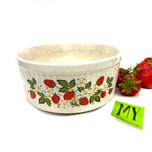 Vintage Sheffield Strawberries n' Cream Baking Dish Loved Some Crazing Strawberry Cookware Made in Japan My40YearCollection