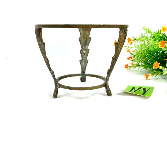 Beautiful Vintage Mid Century Brass Round Table Top Planter Etsy