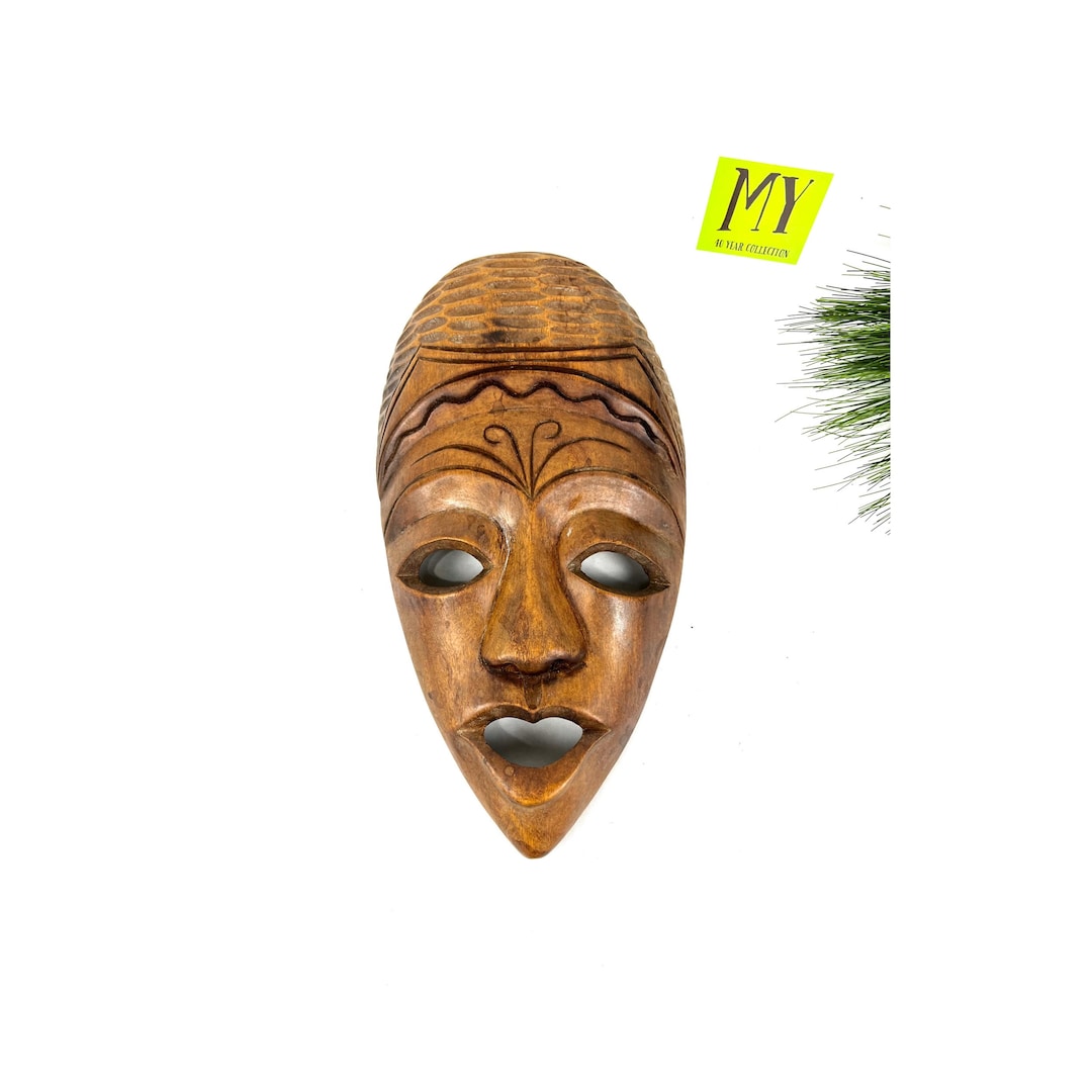 Vintage Handcarved Wood African Mask African Tribal Mask Wall Decor African Decor