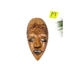 Vintage Hand-Carved Wood African Tribal Mask - Wall Decor