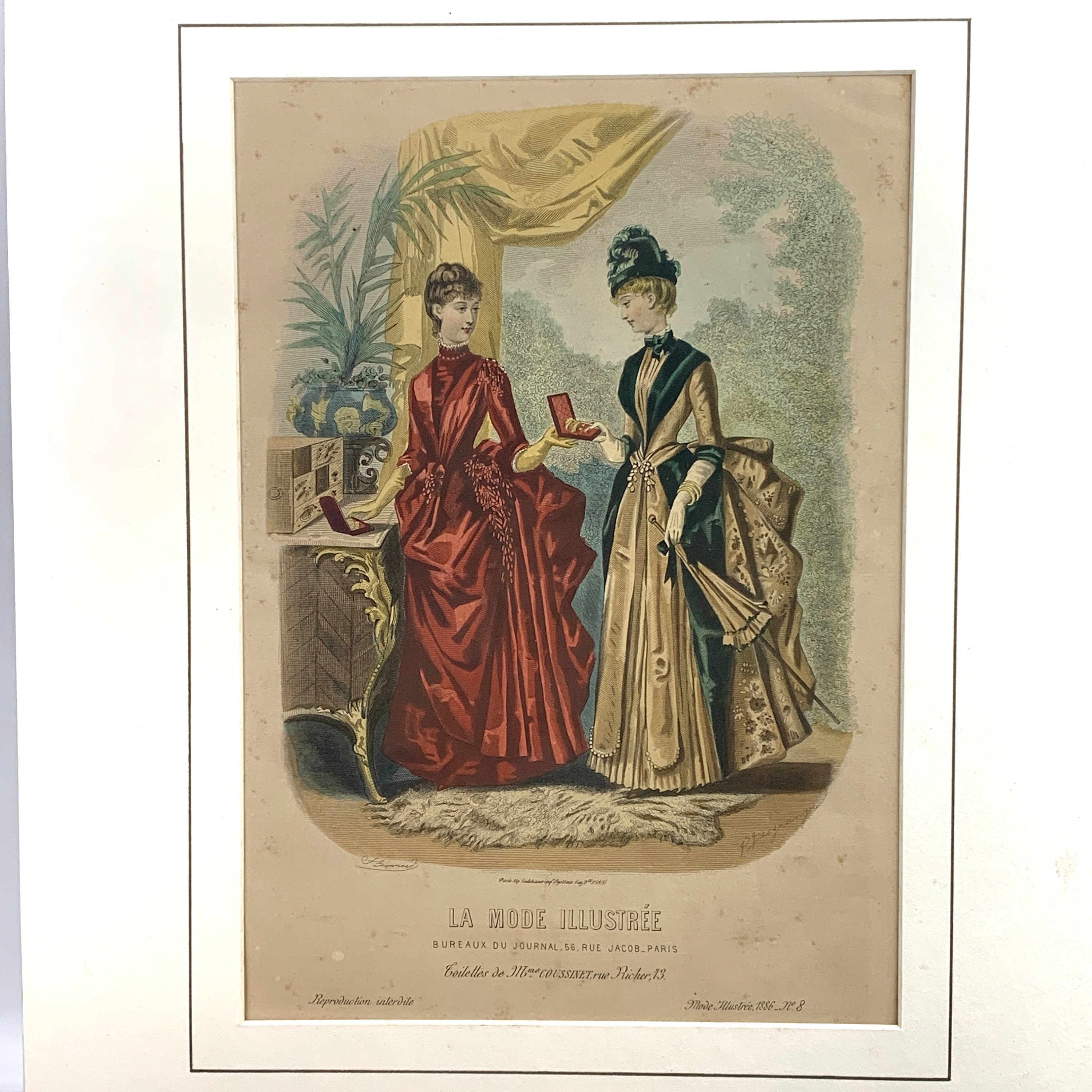 1886 La Mode Illustree Print: Hand-colored Victorian Fashion Plate