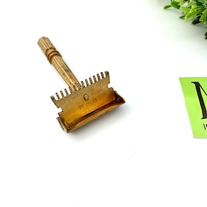 Vintage Gem Micromatic Gold Tone Safety Razor - Barber Shop Decor