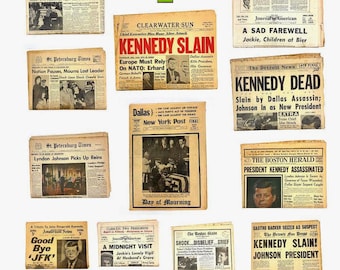 Vintage Kennedy Assassination Headlines - CHOOSE - Historical Memorabilia - My40yearCollection