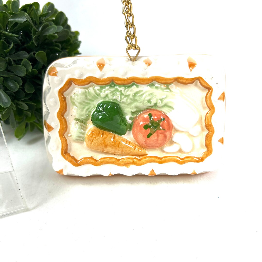 Vintage Ceramic Mold Wall Hanging, Vegetable Wall Decor, Tomato, Pepper