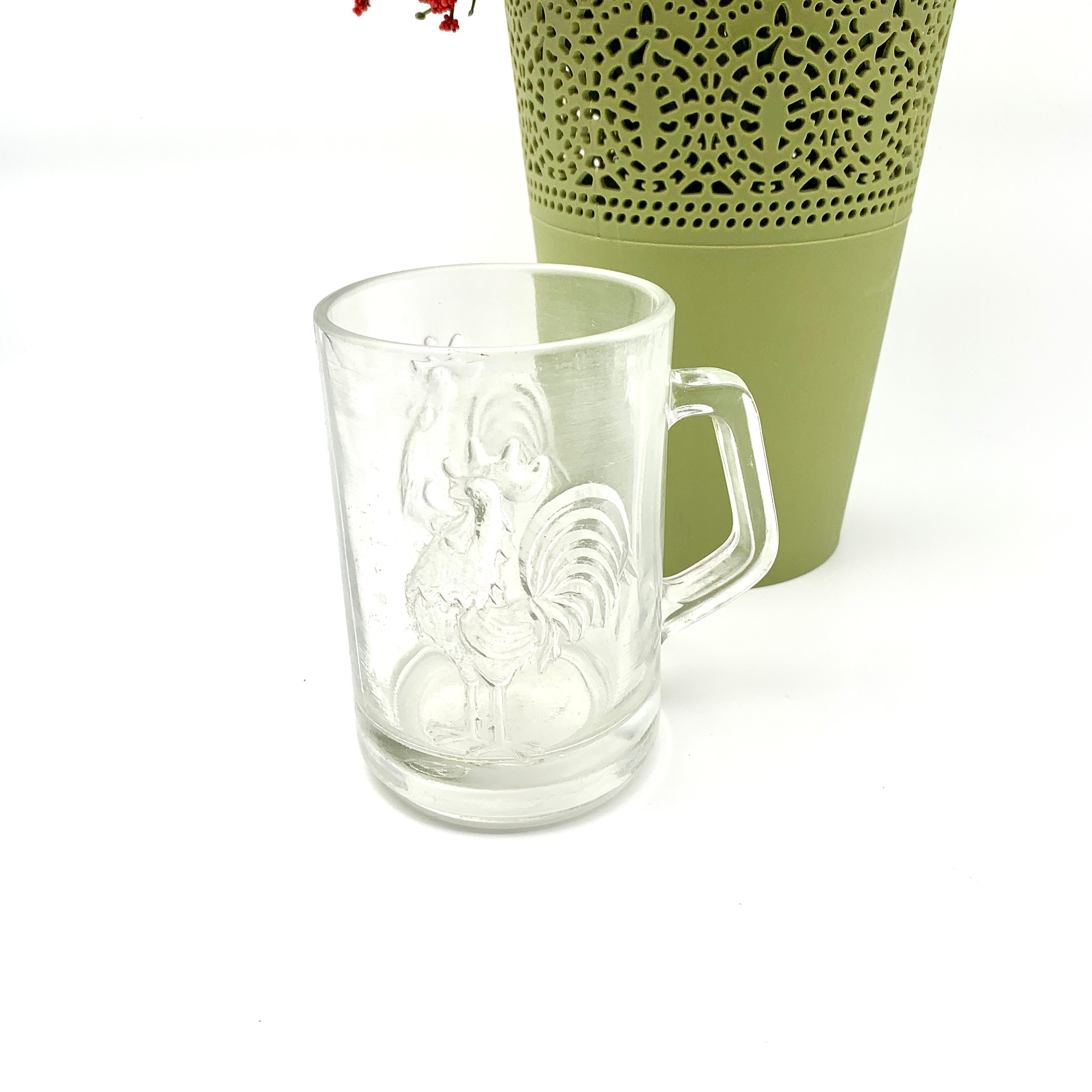 Vintage Clear Art Glass Mug With Square Handle Embossed Etsy Canada