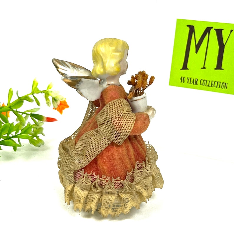 Vintage Angel Figurine Made in Japan Orange Valor Stiffened Etsy