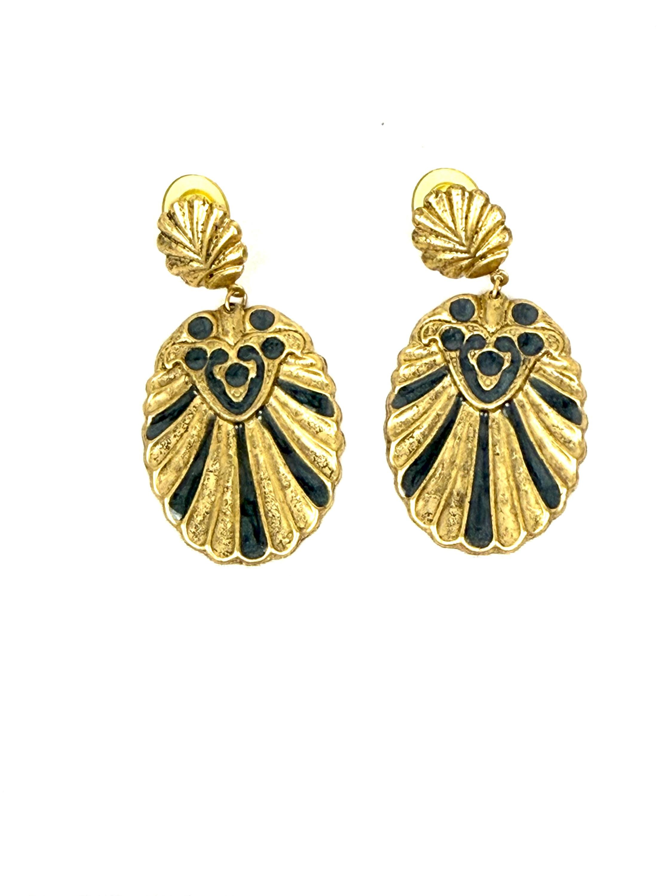 Boucles D'oreilles Vintage En Coquillage/nacre - Parfait état, Fermoir Clips, Bijou Rétro